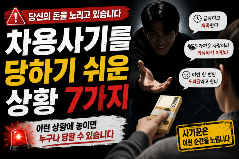 4. 차용사기를 당하기 쉬운 사람에게 공통적으로 나타나는 상황은?